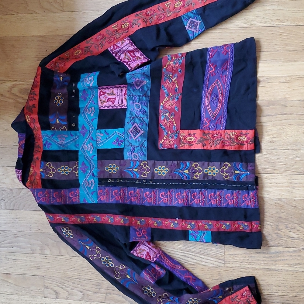 Chico's Design Patchwork Embroidered Jacket M - image 6